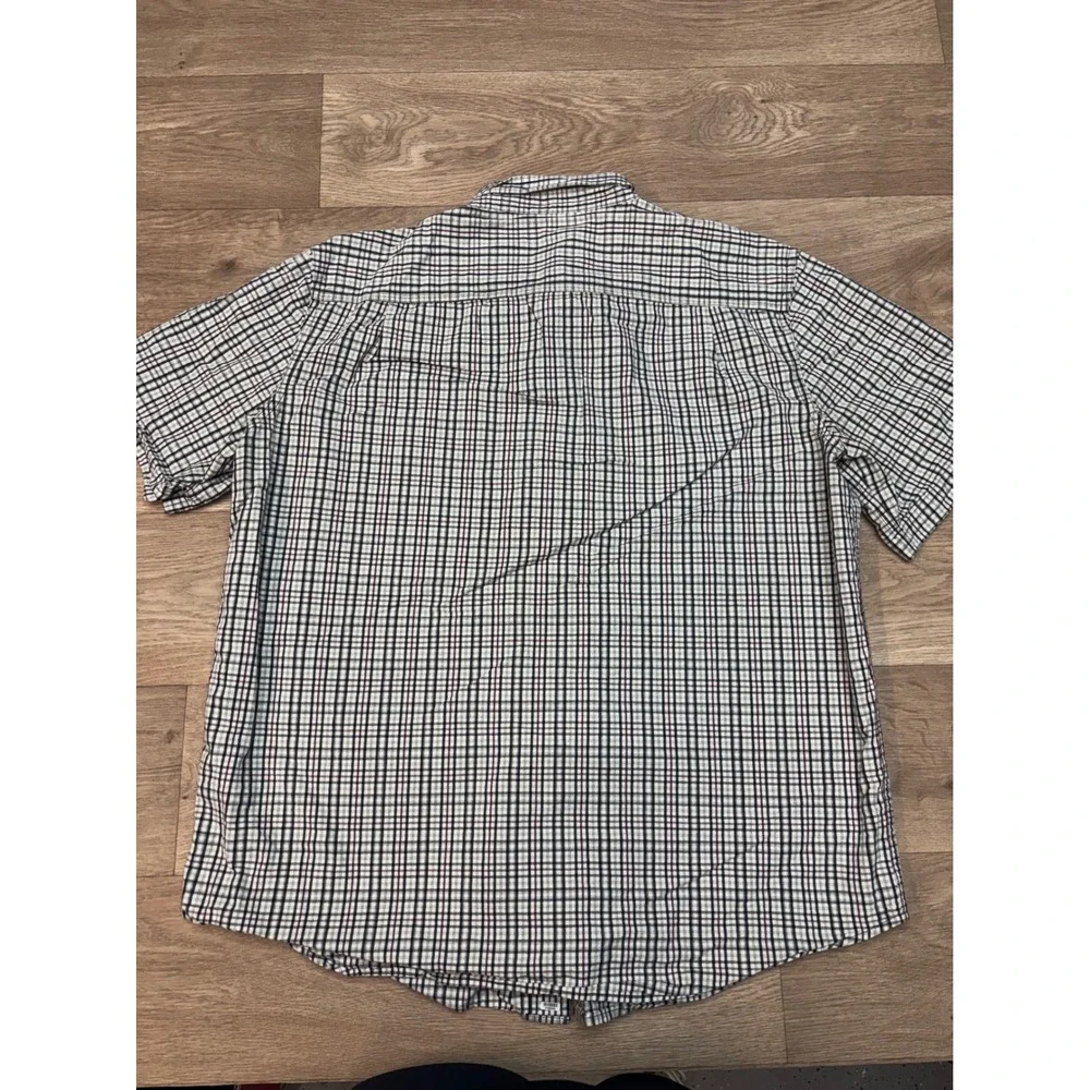 Carhartt Mens Relaxed Fit Short Sleeve Plaid Button Down Shirt XL White Black